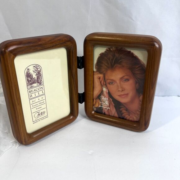 Fetco NEW Beacon Hill Exotic TeakWood Photo Picture Frame Double VTG 3.5"x5" - Picture 1 of 9